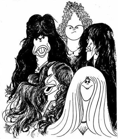 Integrantes caricaturizados del grupo Aerosmith.